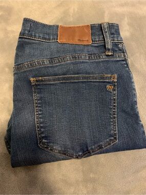 Madewell Men's Slim Straight Jeans in Blue with Tan Patch